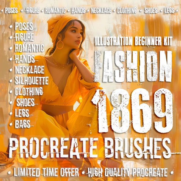 Fashion Stamps | 1869 Procreate Brushes & Stamps | 7 Fashion Bundles for iPad | figure necklace silhouette clothing bags - FASHION BUNDLE