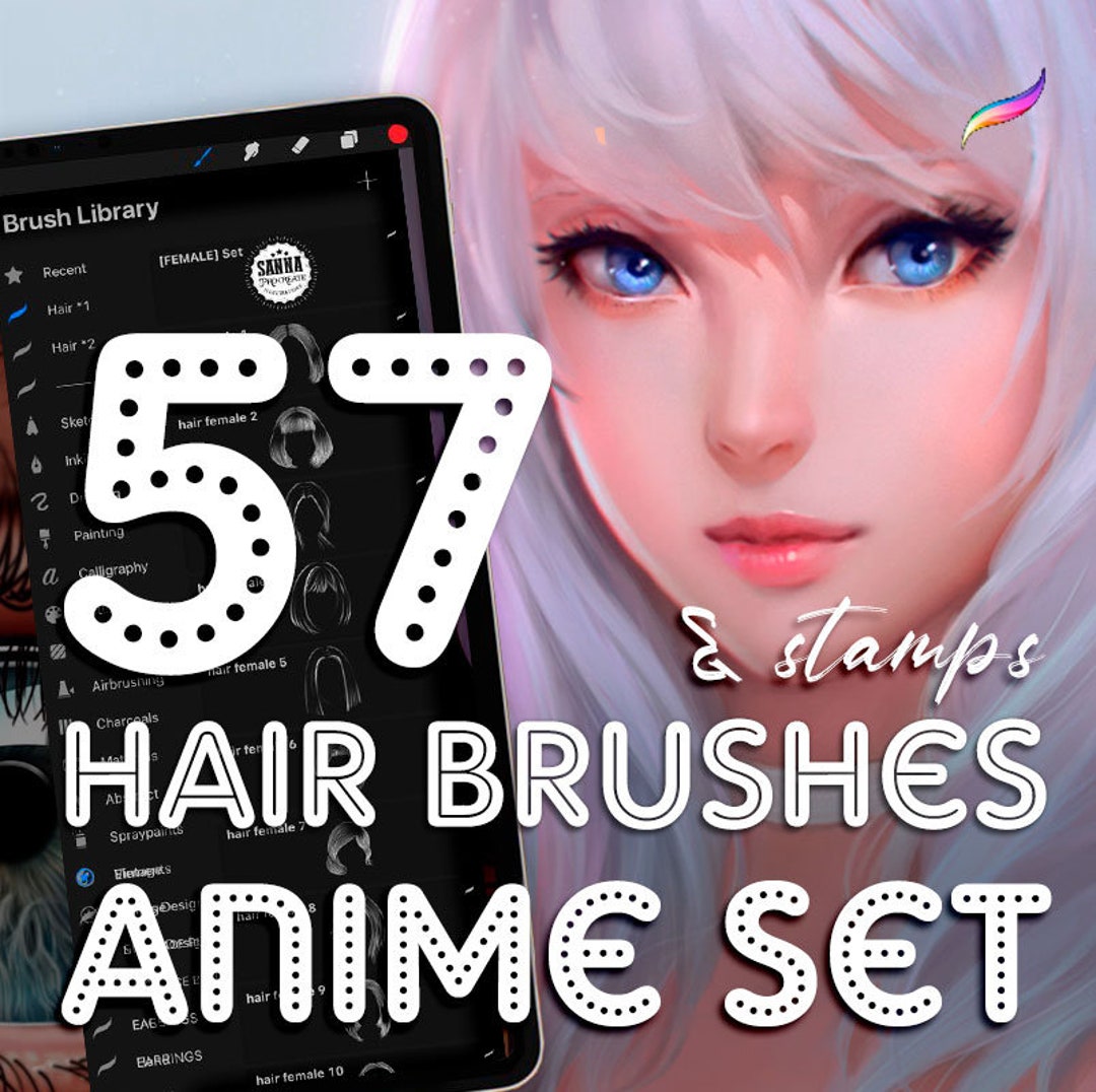 Anime Brushes Procreate Anime Stamps Hair Stamps Hair Brushes Etsy