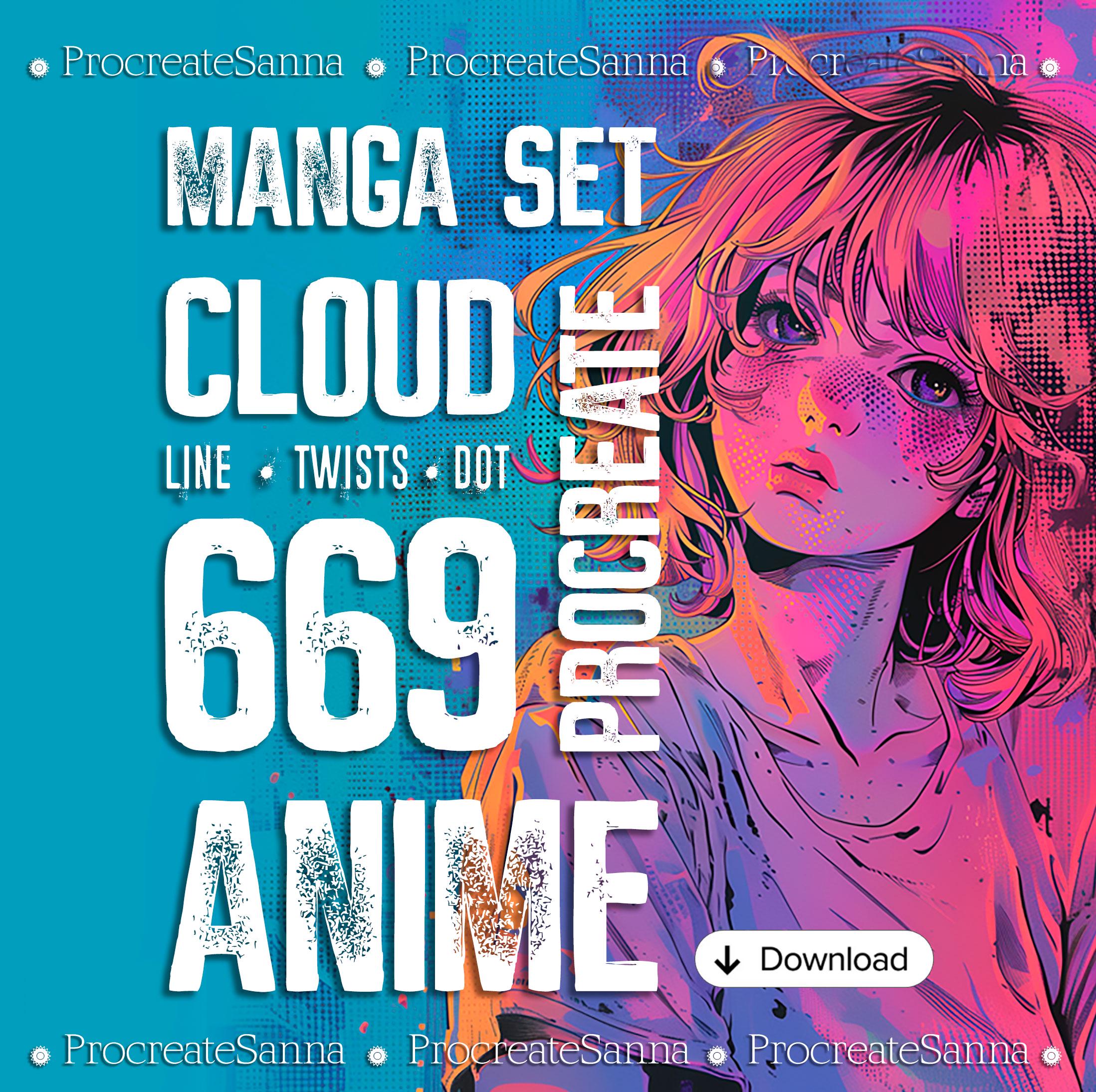 Pack de pinceles Procreate para Manga y Anime – 669 sellos y texturas para iPad