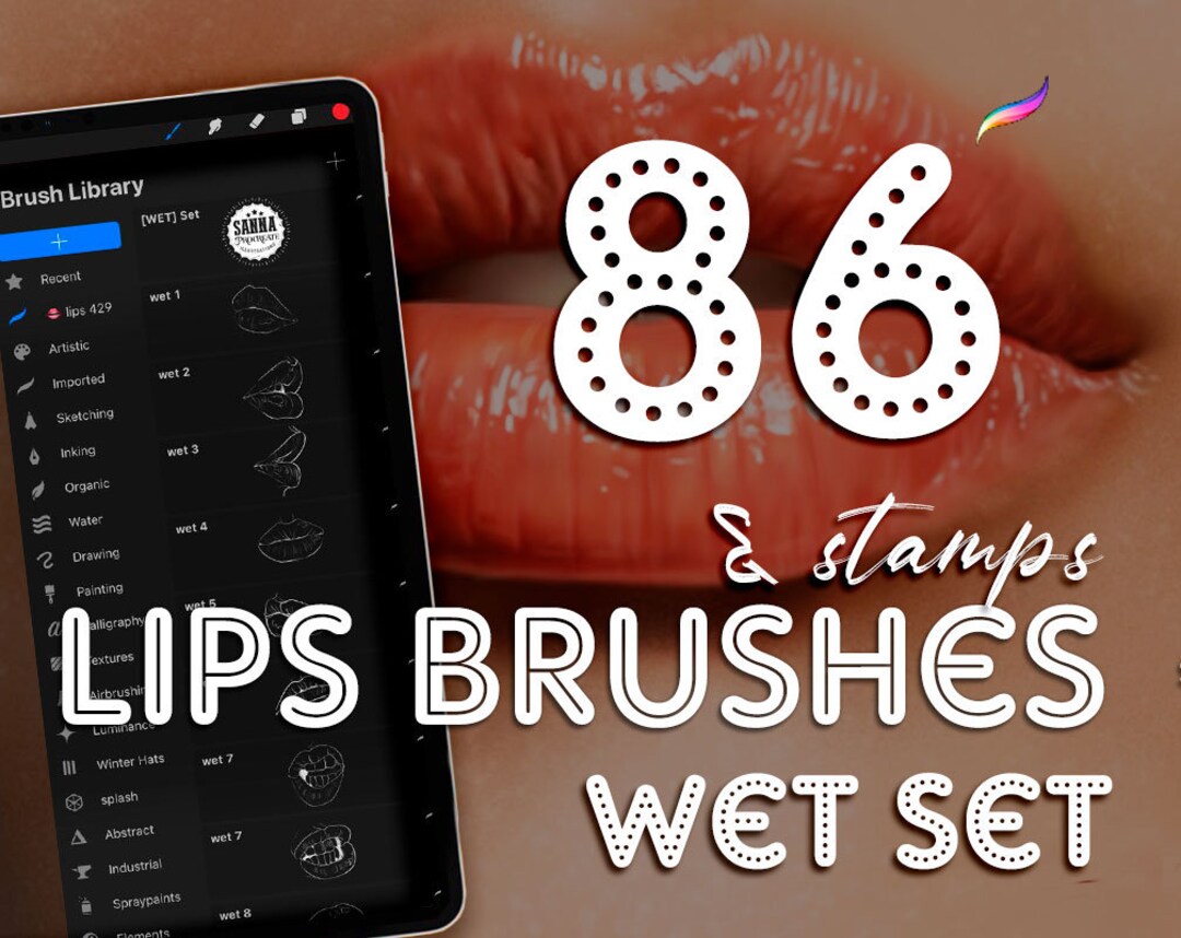 Procreate Lips Wet Brushes Lips Stamps Procreate Lips Brushes Wet Lips Wet - Etsy
