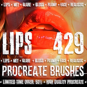 lips stamps procreate lips brushes wet lips lips gloss plump lip procreate stamps procreate brushes - LIPS BUNDLE