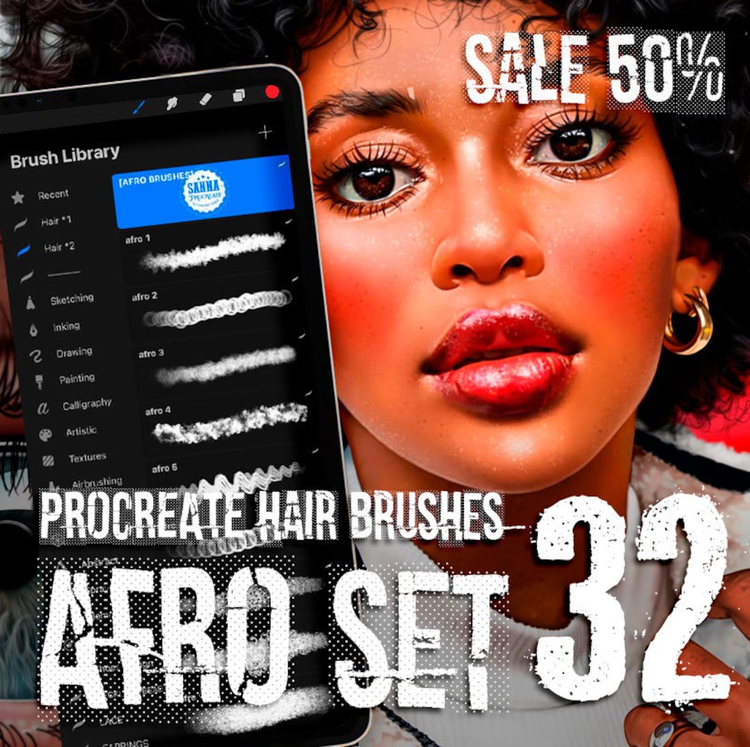 Afro Hair Brushes Procreate Brushes Afro Stamps Afro Curly Etsy Canada