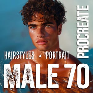 Haarbürsten procreate männliches Haar Stempel Haar männliches Haar Anime Haar Afro Bürsten Zopf Stempel Dreadlocks - HAIR MALE SET