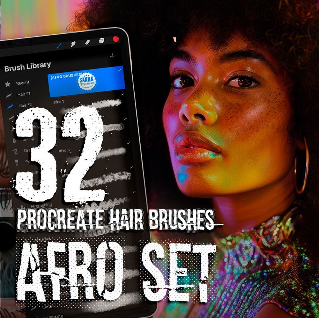 Afro Hair Brushes Procreate Brushes Afro Stamps Afro Curly Hair Black