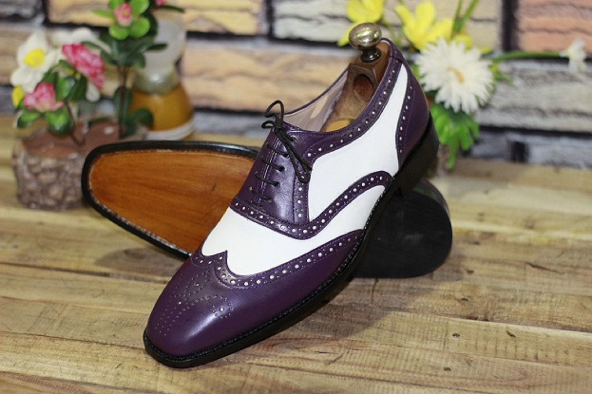 Purple and hotsell white dress shoes