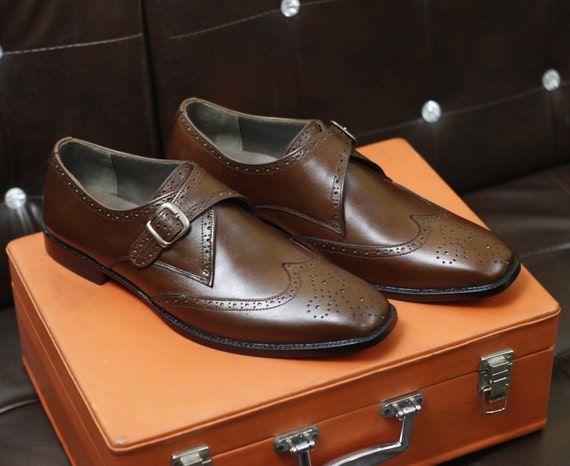 Mens buckle shoes brown top