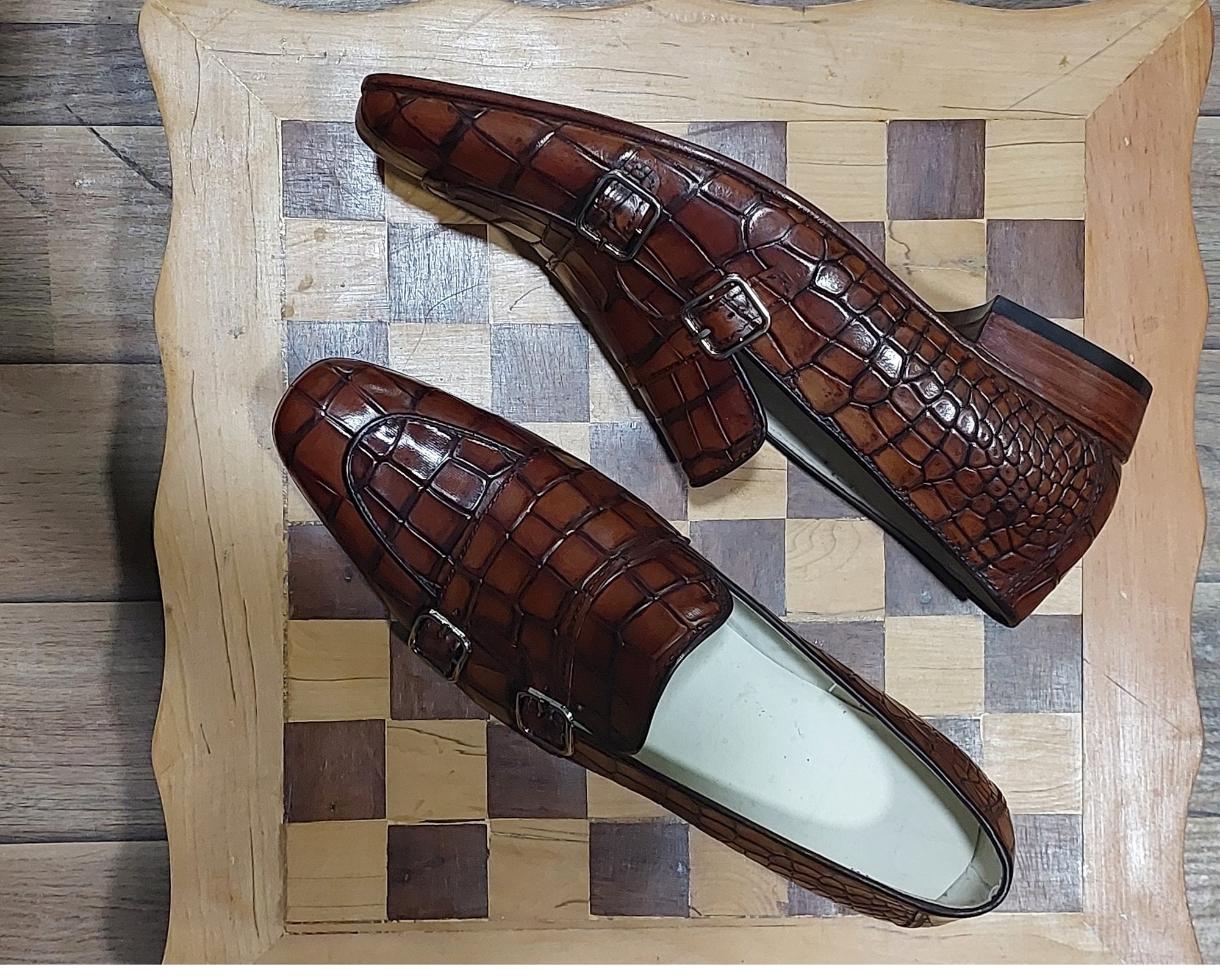 Men’s Brown Double Monk Strap Formal Dress Handmade Shoes , Leather Shoes, Business Dress Shoes