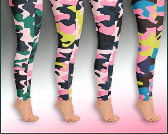 Camo - Leggings / Pastel Goth / Stoner Gift / Egirl Style / Camouflage / Grunge Fashion / Harajuku / Alt Attire / Camo Apparel
