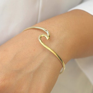 Wave Bracelet, Wave Arm Cuff Bracelet, Gold Bracelet, Adjustable Bracelet, Ocean Bracelet For Women, Surfer Beach Island Jewelry