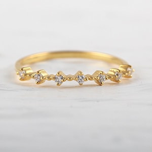 Ultra Thin Floating Eternity Band in 14K Gold Vermeil, Half Eternity Band, Dainty Band, Thin Stackable Ring, Promise Ring, Engagement Ring
