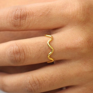 Wave Ring, Zig Zig Ring, Ripple Ring, Caved Band, Ocean Surf Jewelry, Thin Gold Ring, Flat Wavy Ring, Beach Nautical Style, Mountain Ring image 2