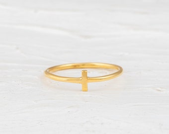 Tiny Cross Ring - Cross Ring - Sierlijke Cross Ring - Faith Ring - Doopcadeau - Religieus Cadeau - Christelijke sieraden - Kerstcadeau