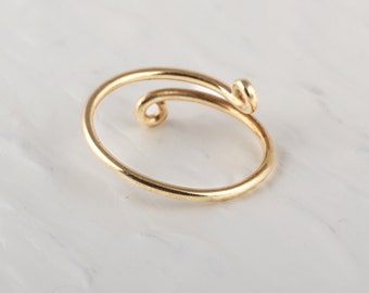 14K Wire Gold Ring, Plain Wire Ring, Dainty Adjustable Wire Ring, Gold Band Ring, Handmade Ring, Women Ring, Stackable Ring, Midi Ring