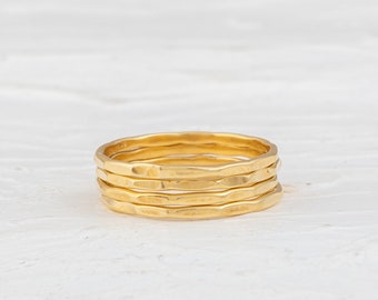 Dainty Ring, Hammered Ring, 14k Gold Vermeil Ring, Thin Ring, Skinny Gold Band, Thumb Ring, Hammered Gold Ring, Stacking Ring