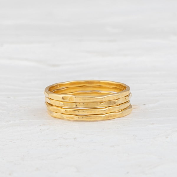 Dainty Ring, Hammered Ring, 14k Gold Vermeil Ring, Thin Ring, Skinny Gold Band, Thumb Ring, Hammered Gold Ring, Stacking Ring