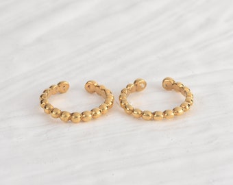 Beaded Conch Ear Cuff Earring, Adjustable Gold Ear Cuff, Gold Vermeil Ear Cuff, Minimalist Ear Cuff, Anniversary Gift For her, Tiny Ear Cuff