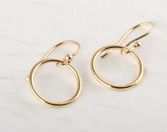 Gold Open Circle Dangle Earrings, Circle Earrings, Minimalist Style, Dainty Gold Earrings, Handmade Earrings, Birthday Gift, Gift For Her