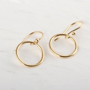 Gold Open Circle Dangle Earrings, Circle Earrings, Minimalist Style, Dainty Gold Earrings, Handmade Earrings, Birthday Gift, Gift For Her