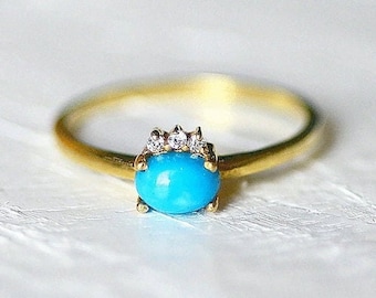 Sleeping Beauty Turquoise Ring, Turquoise Engagement Ring, 14k Gold Ring, Turquoise Jewelry, Promise Ring, Oval Turquoise Ring, Gift For Her