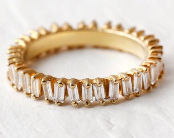 Baguette Ring, Baguette Eternity Ring, Baguette Eternity Stackable Ring In Gold, Engagement Ring, Eternity Baguette Ring, Full Eternity Band