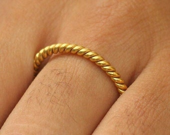 Twist Ring, Twisted Ring in 14k Gold Vermeil, Twisted Gold Ring, Twist Stacking Ring, Twist Band Ring, Twisted Cable Ring, Wedding Bands