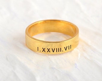 Roman Numerals Ring, Custom Engraved Ring for Women, Custom Initial Ring, Engraved Ring, Personalized Engraved Ring, Atlas Ring