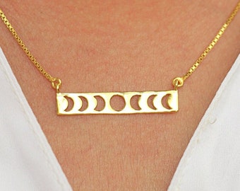 Moon Phase Necklace, 14k Gold Moon Phase Necklace, Celestial Jewelry, Moon Phase Jewelry, Moon Necklace, Astrology Jewelry, Gift For Mother