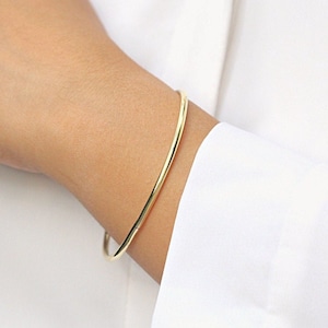 Classic Gold Bangle Bracelet, 2mm Plain Gold Bracelet, Golden Bracelet, Classic Slip On Bangle, Stackable Bracelet, Simple Round Bangle