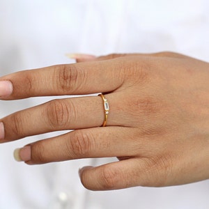 Baguette Ring, Dainty Baguette Stacking Ring, 14k Gold Vermeil Minimalist Ring, CZ Ring, Baguette Ring, Thin Baguette Ring, Delicate Ring image 5