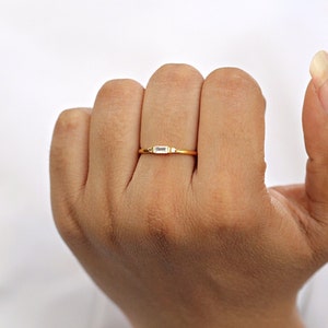 Baguette Ring, Dainty Baguette Stacking Ring, 14k Gold Vermeil Minimalist Ring, CZ Ring, Baguette Ring, Thin Baguette Ring, Delicate Ring image 6