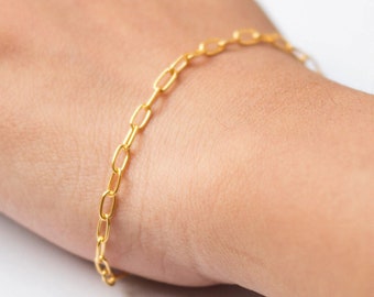Dainty Paperclip Chain Bracelet, Link Chain Bracelet, Chunky Gold Link Bracelet, Bracelet For Women's, Minimalist Bracelet, Gift For Her
