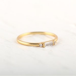 Baguette Ring, Dainty Baguette Stacking Ring, 14k Gold Vermeil Minimalist Ring, CZ Ring, Baguette Ring, Thin Baguette Ring, Delicate Ring image 7