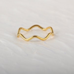 Wave Ring, Zig Zig Ring, Ripple Ring, Caved Band, Ocean Surf Jewelry, Thin Gold Ring, Flat Wavy Ring, Beach Nautical Style, Mountain Ring image 3