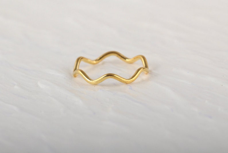 Wave Ring, Zig Zig Ring, Ripple Ring, Caved Band, Ocean Surf Jewelry, Thin Gold Ring, Flat Wavy Ring, Beach Nautical Style, Mountain Ring image 3