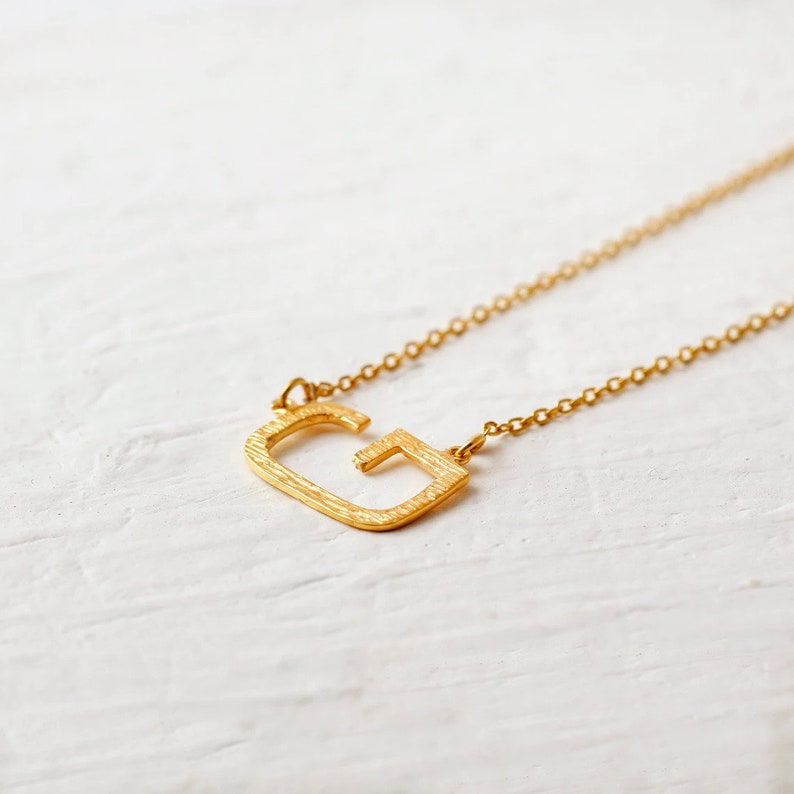 Sideways Initial Necklace, Big Gold Letter Necklace, Monogram Necklace, Large Initial Necklace, Bridesmaids Gifts, Gift For Best Friend image 2