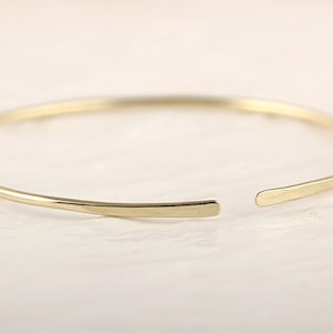 Thin Gold Cuff Bracelet, Open Cuff Bangle Bracelet, 14k Cuff Bracelet, Adjustable Bracelet, Simple Gold Stacking Cuffs, Dainty Bracelets image 3