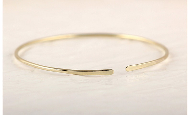 Thin Gold Cuff Bracelet, Open Cuff Bangle Bracelet, 14k Cuff Bracelet, Adjustable Bracelet, Simple Gold Stacking Cuffs, Dainty Bracelets image 3