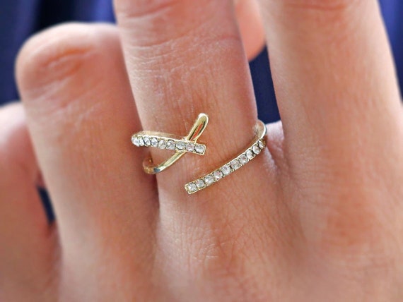 Open Cross Ring 14k Gold Vermeil Ring X Ring CZ Stone Ring