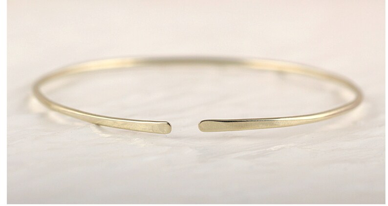 Thin Gold Cuff Bracelet, Open Cuff Bangle Bracelet, 14k Cuff Bracelet, Adjustable Bracelet, Simple Gold Stacking Cuffs, Dainty Bracelets image 2