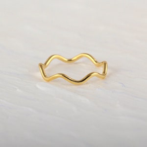 Wave Ring, Zig Zig Ring, Ripple Ring, Caved Band, Ocean Surf Jewelry, Thin Gold Ring, Flat Wavy Ring, Beach Nautical Style, Mountain Ring image 5