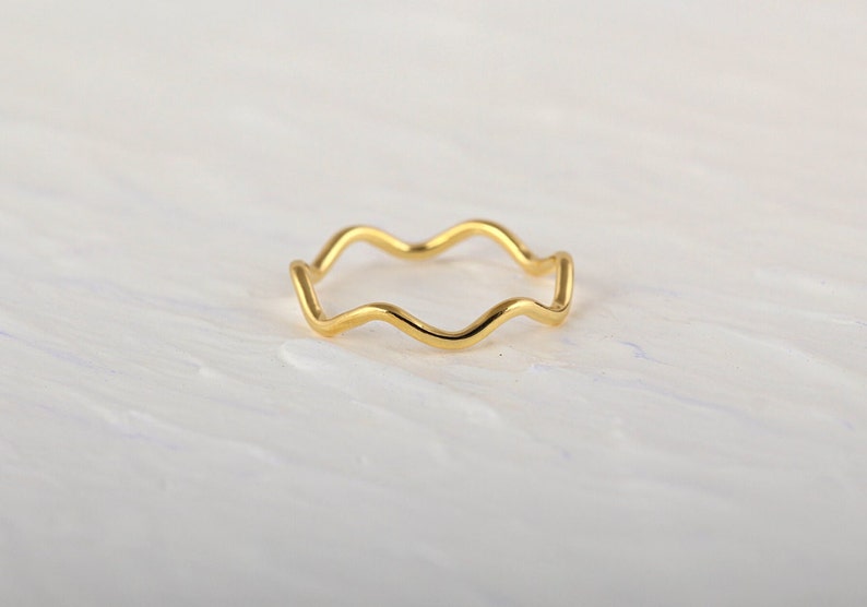 Wave Ring, Zig Zig Ring, Ripple Ring, Caved Band, Ocean Surf Jewelry, Thin Gold Ring, Flat Wavy Ring, Beach Nautical Style, Mountain Ring image 5