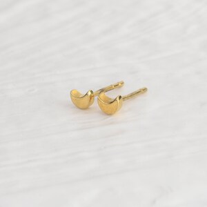 Crescent Moon Stud, Gold Vermeil Stud, Dainty Gold Moon Stud, Moon Phase Stud, Minimalist Earrings, Gift For Her, Half Moon Stud Earrings image 3