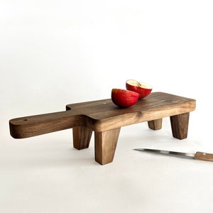 Walnut Charcuterie Board Wood Pedestal Cheese Board Stand image 2