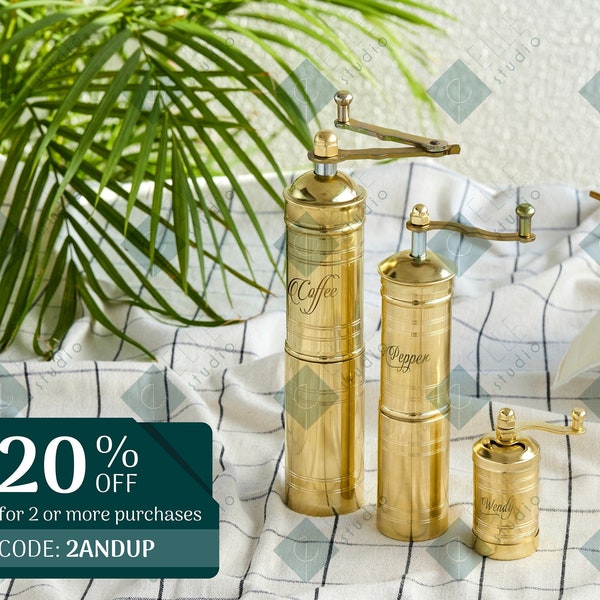 Personalized Brass Salt and Pepper Grinder, Personalized Vintage Kitchen Gift, Write Your Name or Your Favorite Herb on It