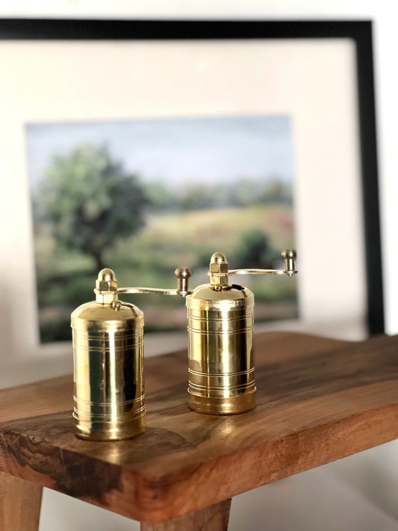Small Brass Salt and Pepper Grinder Unique Coffee Mill / Herb Grinder