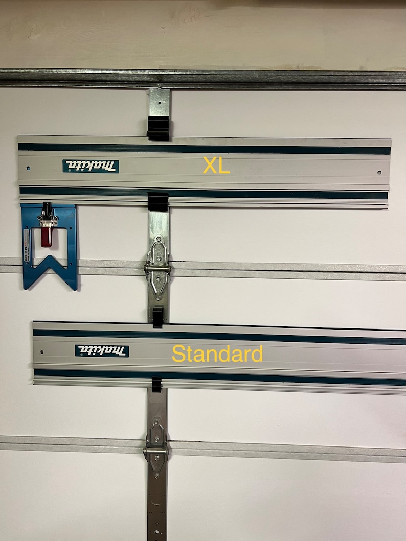 Makita track saw mount guide rail holders garage door track saw accessories shop organization Milwaukee wen festool tracksaw
