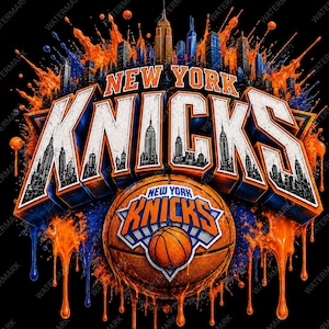 Bild på New York Knicks basketlag i PNG-format, design för New York basketlag, sublimeringstryck av hög kvalitet (digital nedladdning).