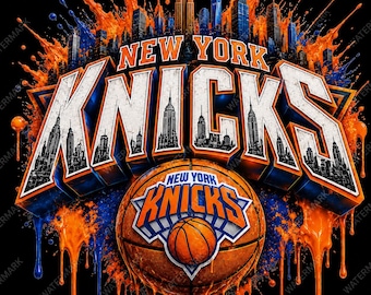Bild des Basketballteams New York Knicks im PNG-Format, Design des New Yorker Basketballteams, hochwertiger Sublimationsdruck (digitaler Download).