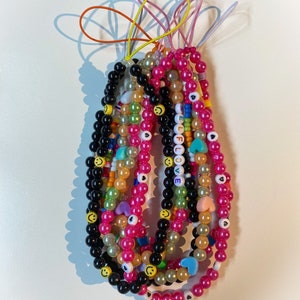 Handy Kette Perlen, Handykette Smiley, Phone Chain, Phone Strap, Handy Chain, Handy Band, Phone Charm, Smartphone Kette