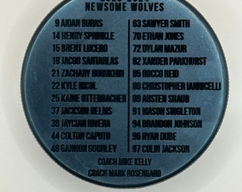Custom Engraved Hockey Puck, Personalized Ice Hockey Puck, Coach Gifts, Hockey Player Gifts, Team Player Gift, End of Year Coach Roster Puck